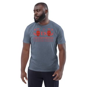 unisex organic cotton creator 2.0 t shirt dark heather blue front 6a8fa8e740e04.jpg